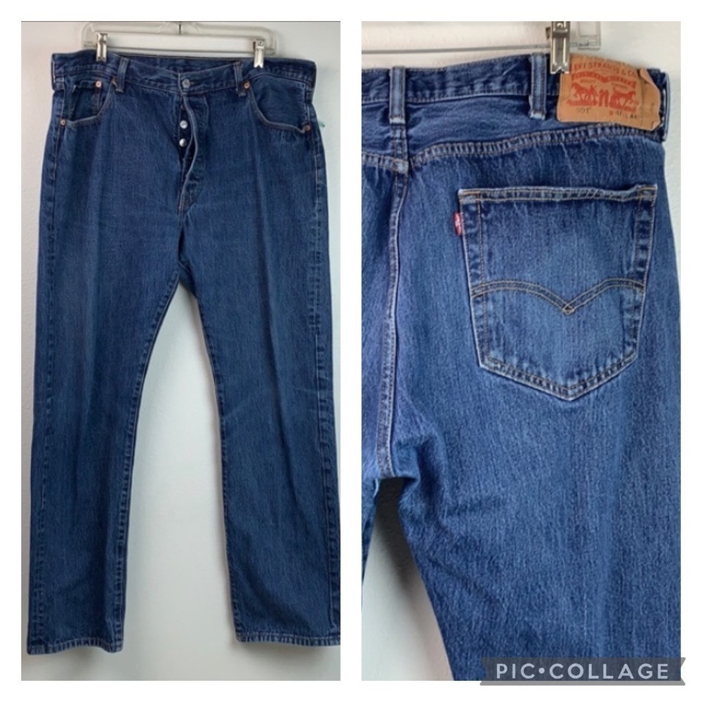 Levi’s 501 dark wash 6 button fly straight leg 40x34